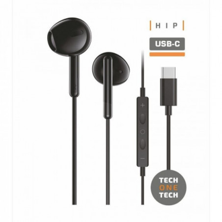 Auriculares Intrauditivos Tech One Tech earTECH TEC1302 con Micrófono USB Tipo-C Negros
