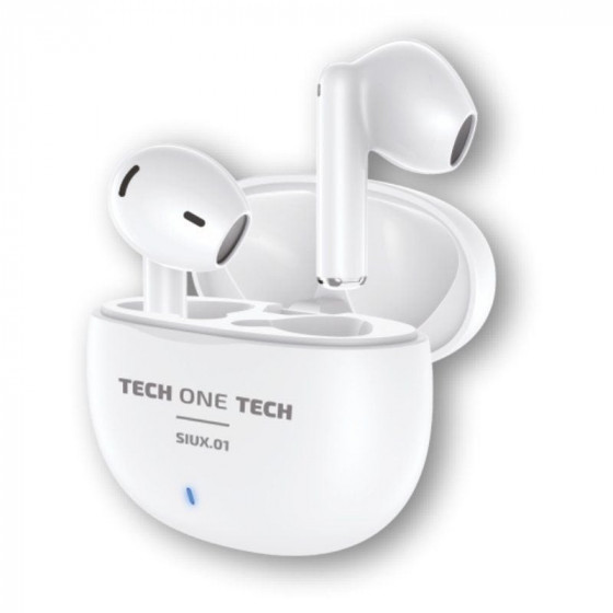 Auriculares Bluetooth Tech One Tech SIUX.01 TEC1401 con estuche de carga Autonomía 5h Blancos