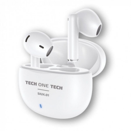 Auriculares Bluetooth Tech One Tech SIUX.01 TEC1401 con estuche de carga Autonomía 5h Blancos