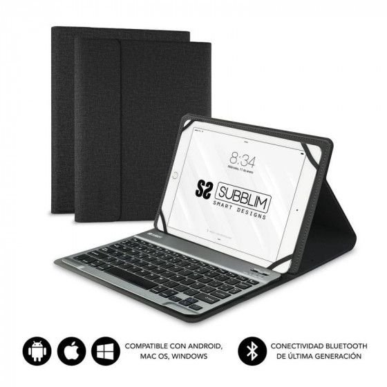 Funda con Teclado Subblim Keytab Pro Bluetooth para Tablets de 10.1'-10.8' Negra