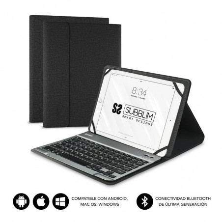 Funda con Teclado Subblim Keytab Pro Bluetooth para Tablets de 10.1'-10.8' Negra