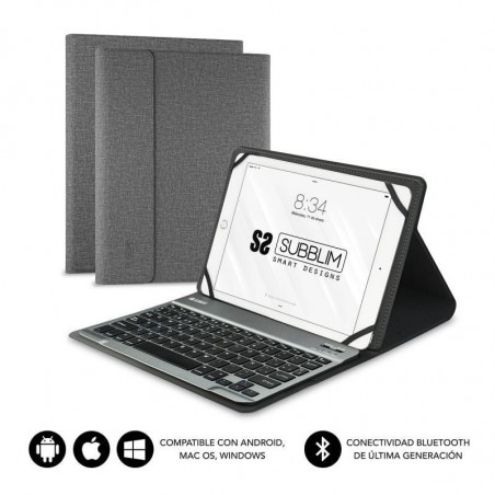 Funda con Teclado Subblim Keytab Pro Bluetooth para Tablets de 10.1'-10.8' Gris