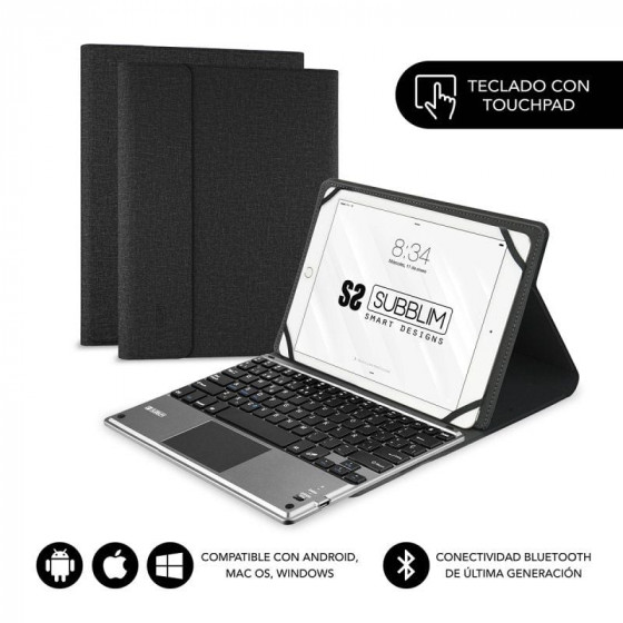 Funda con Teclado Subblim Keytab Pro Bluetooth Touchpad para Tablets de 10.1'-10.8' Negra