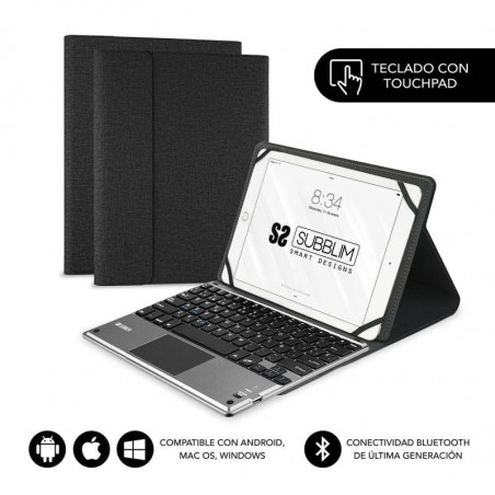 Funda con Teclado Subblim Keytab Pro Bluetooth Touchpad para Tablets de 9.6'-10.8' Negra
