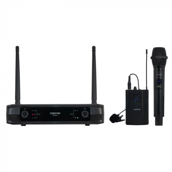Micrófono Inalámbrico Doble Mano y Petaca UHF Fonestar SONAIR-2MP Incluye Receptor