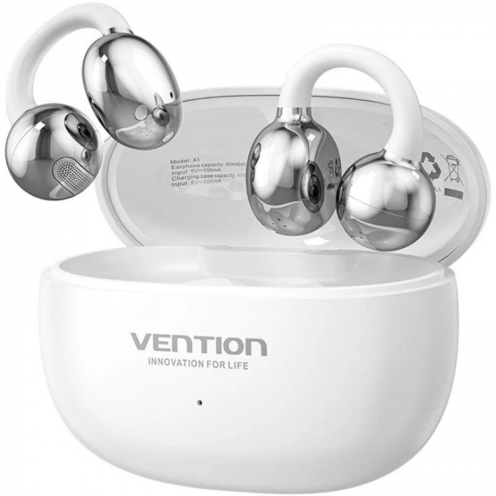 Auriculares Deportivos Bluetooth Vention Open Ear OpenBeat Echo Clip A1 NBWW0 con estuche de carga Blancos