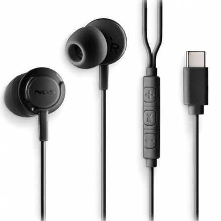 Auriculares Intrauditivos NGS Cross Step con Micrófono USB Tipo-C Negros