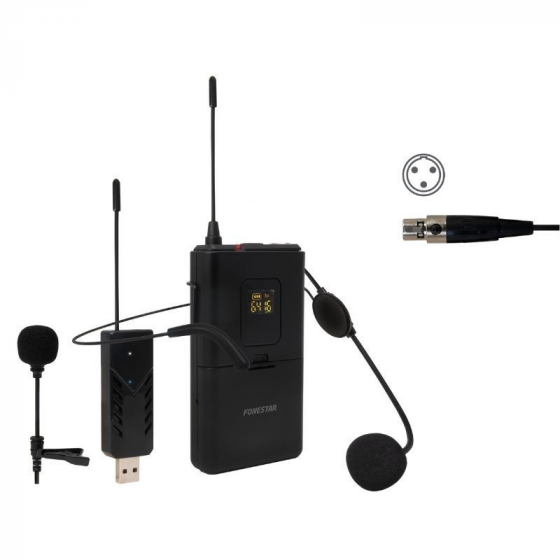 Micrófono de cabeza y solapa UHF Fonestar WI-MIC