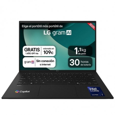 Portátil LG Gram 14ZD90T-G.AX88B Intel Core Ultra 7-255H 32GB 1TB SSD 14' Sin Sistema Operativo