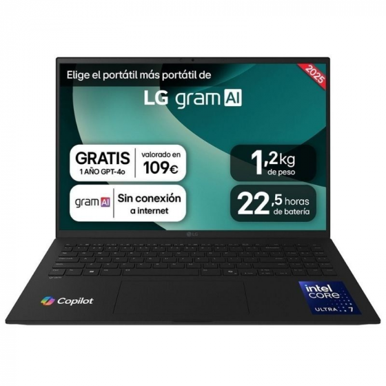 Portátil LG Gram 16ZD90T-G AX88B Intel Core Ultra 7-255H 32GB 1TB SSD 16' Sin Sistema Operativo