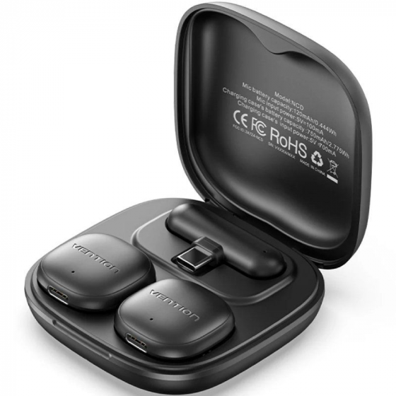 Micrófono Inalámbrico con Clip Vention Lavalier NCDB0 USB Tipo-C Lightning Incluye Receptor 2 unidades