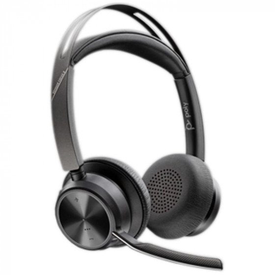 Auriculares Inalámbricos PolyVoyager Focus 2 USB-C-C + Adaptador USB-CA con Micrófono Bluetooth Negros